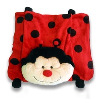 Kids Soft Snuggle Blanket With Soft Toy Pillow Ladybug Pet